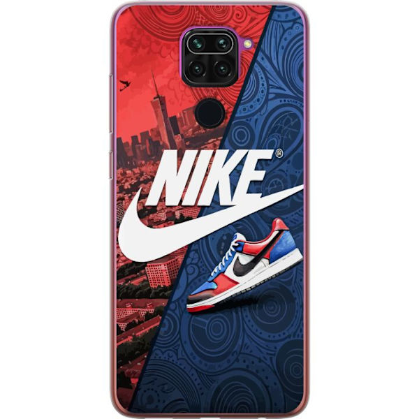 Xiaomi Redmi Note 9 Genomskinligt Skal Nike Logotyp Röd Blå Sneaker Stil Sport Fashion Populärt Swoosh Motiv Träningskläder Grafisk Ikon
