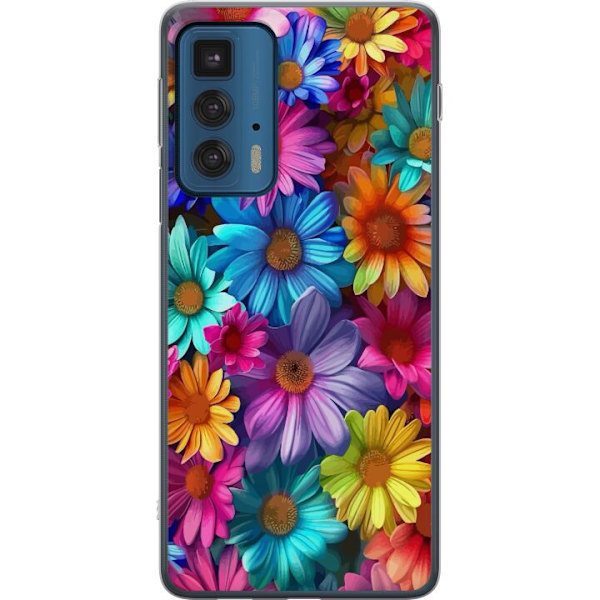 Motorola Edge 20 Pro Genomskinligt Skal Gerbera Blommor Färgglad Dekor Blommotiv Populärt Heminredning Färg Rik Väggkonst Design