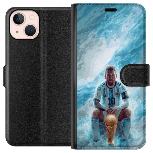 Kompatibel Tegnebogsetui til Apple iPhone 13 Lionel Messi Världsmästare blå