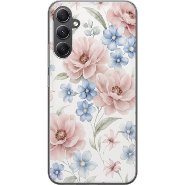 Samsung Galaxy A24 4G Läpinäkyvä kuori Romanttiset kukat