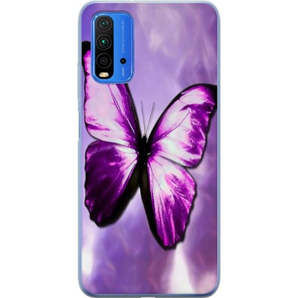 Xiaomi Redmi 9T Läpinäkyvä kuori Perhonen