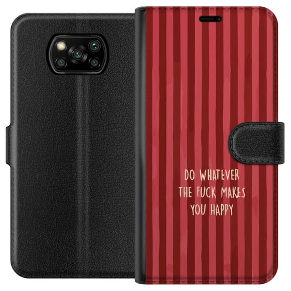 Kompatibel Tegnebogsetui til Xiaomi Poco X3 NFC Gör det som gör dig glad rød