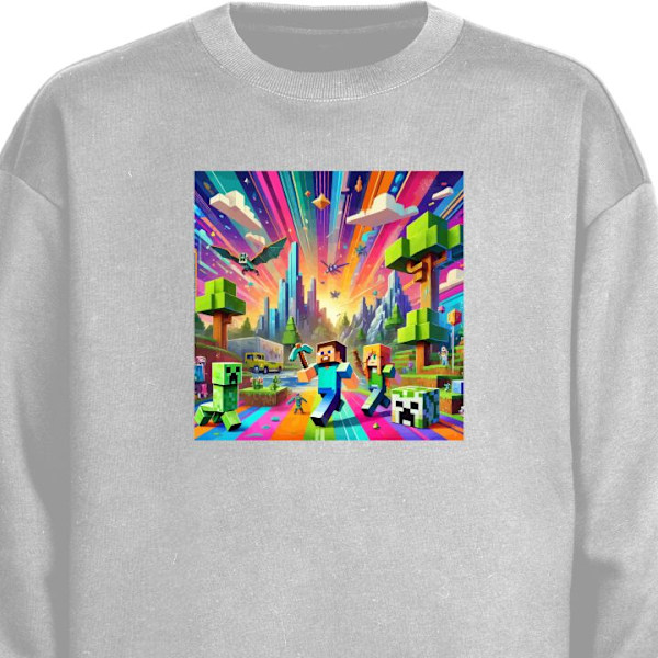 Sweatshirt til Voksne | Klassisk Collegebluse Fortnite vs Mine grå M