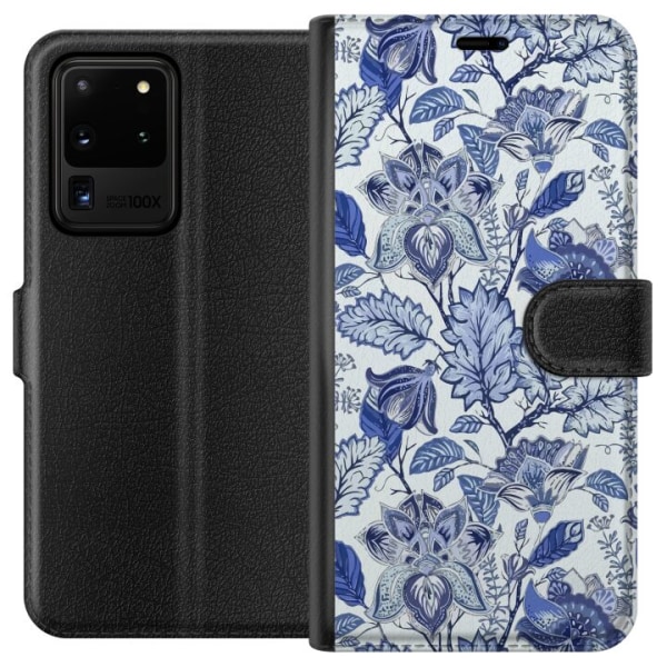 Samsung Galaxy S20 Ultra Plånboksfodral Blommor Blå...