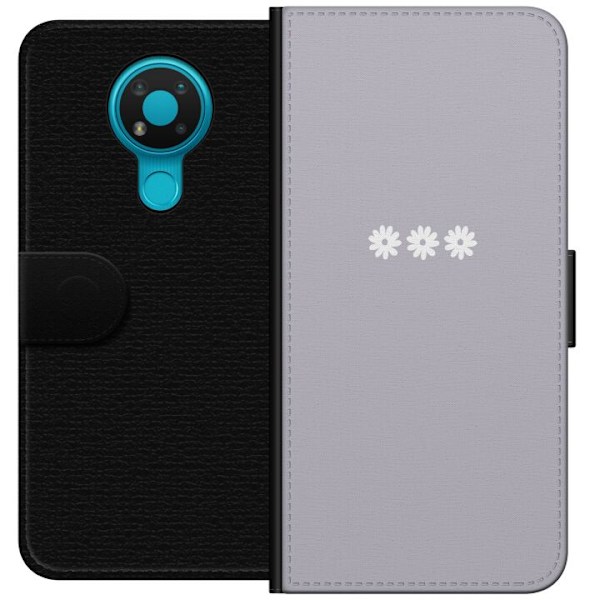 Nokia 3.4 Tegnebogsetui Lilla Blomminimalisme - stilfuldt blom