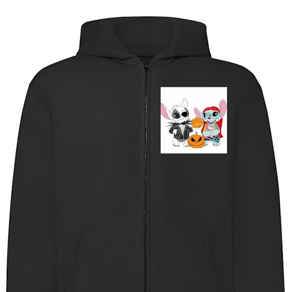 Zip-Hoodie | Hættetrøje med Lynlås til Voksne Stitch Addams sort L