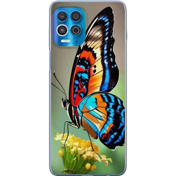 Motorola Edge S Genomskinligt Skal Fjäril Natur Sommar Motiv Vingar Färgstark Design Populär Dekor Grafiskt Exotiskt Tema