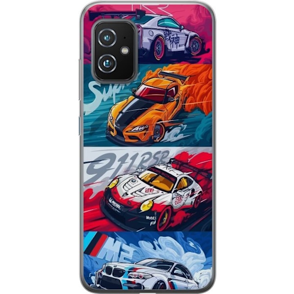 Asus Zenfone 8 Läpinäkyvä kuori Nopeat Autot - Piirretty Kuvio Toiminnalla
