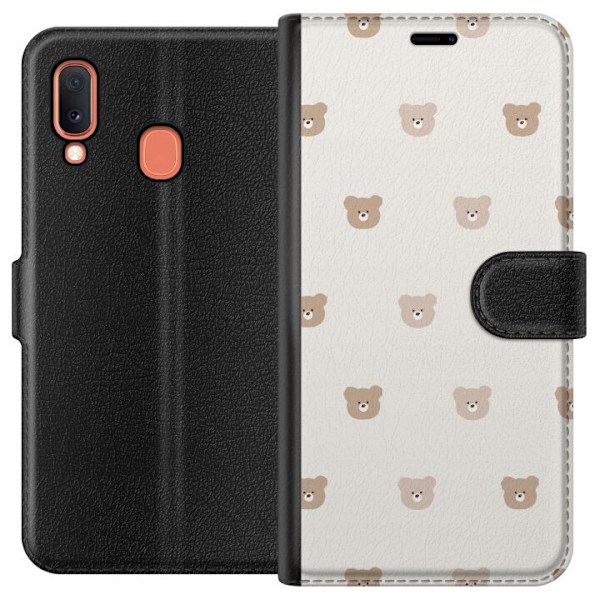 Samsung Galaxy A20e Tegnebogsetui Teddybaggrund - søde teddybjørne mod en blød baggrund