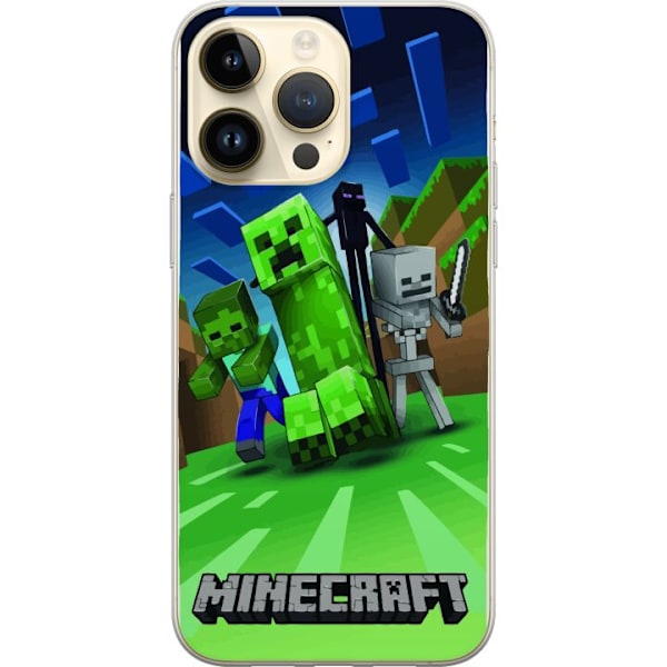 Apple iPhone 15 Pro Max Läpinäkyvä kuori Minecraft Creeper mobilskal i klassisk grön pixelstil