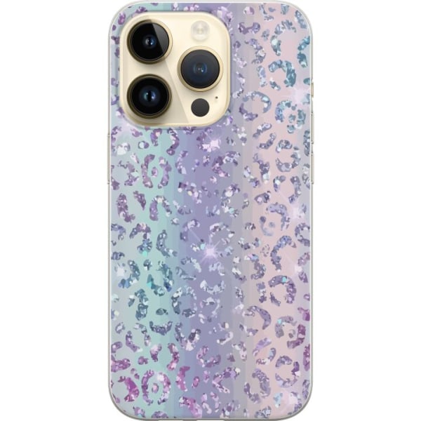 Apple iPhone 14 Pro Gennemsigtig cover Glitter Leopard