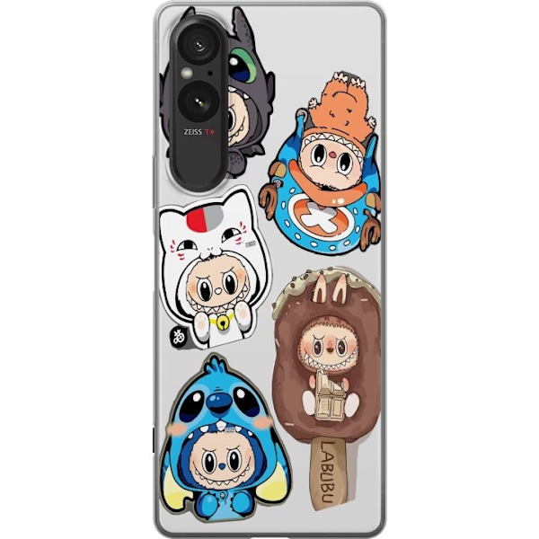 Sony Xperia 5 V Läpinäkyvä kuori Labubu hahmokokoelma - Pop Mart Labubu The Monsters väriluulisessa muotoilussa