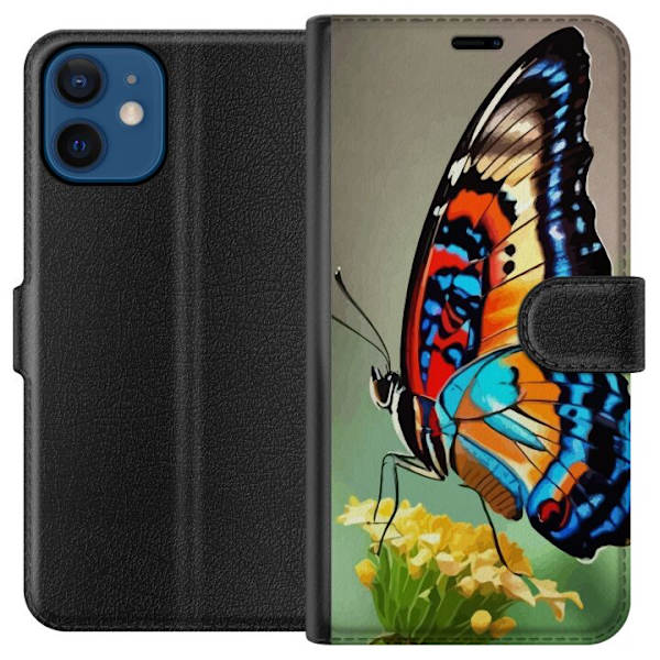 Apple iPhone 12 mini Lompakkokotelo Perhonen Luonto Kesä Motiivi Siivet Värikäs Suunnittelu Suosittu Koriste Graafinen Eksoottinen Teema