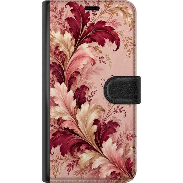 Kompatibelt Lommeboketui til Apple iPhone 5 Vinrødt bladverk rosa