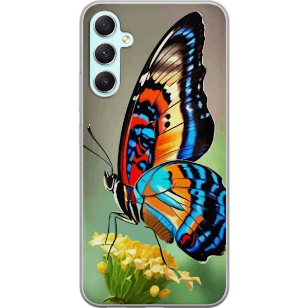 Samsung Galaxy A34 Gennemsigtig cover Sommerfugl Natur Sommer Motiv Vinger Farverig Design Populær Dekoration Grafisk Eksotisk Tema