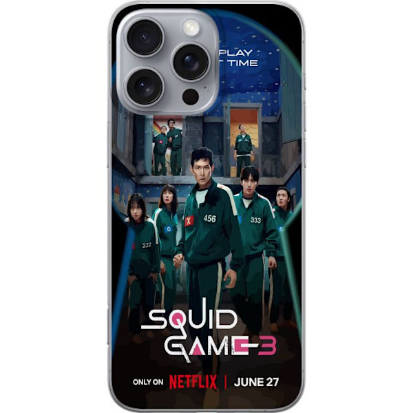 Apple iPhone 16 Pro Max Genomskinligt Skal Squid Game Säsong 3 Seriefigurer Populärt TV Serie Motiv Ikoner Spänning Drama Asiatisk Design Trend