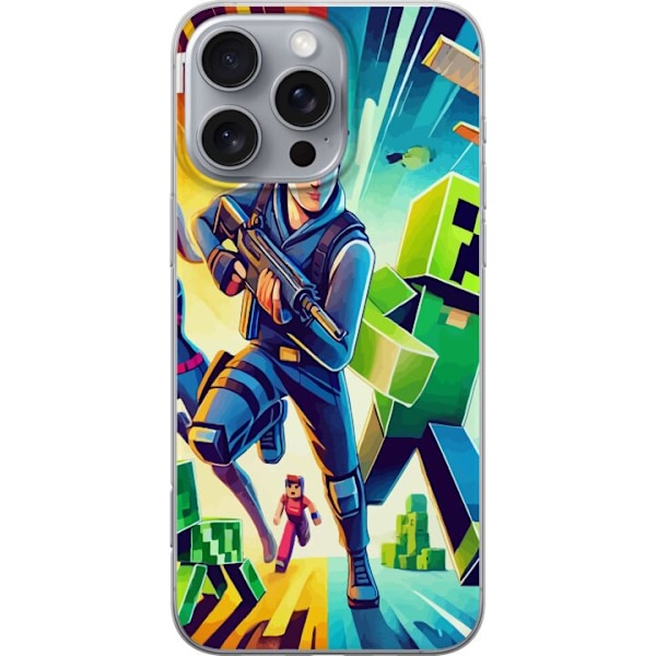 Apple iPhone 16 Pro Max Läpinäkyvä kuori Fortnite vs Minecr