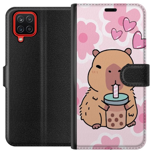 Samsung Galaxy A12 Tegnebogsetui Kawaii Capybara Hjerte Anime