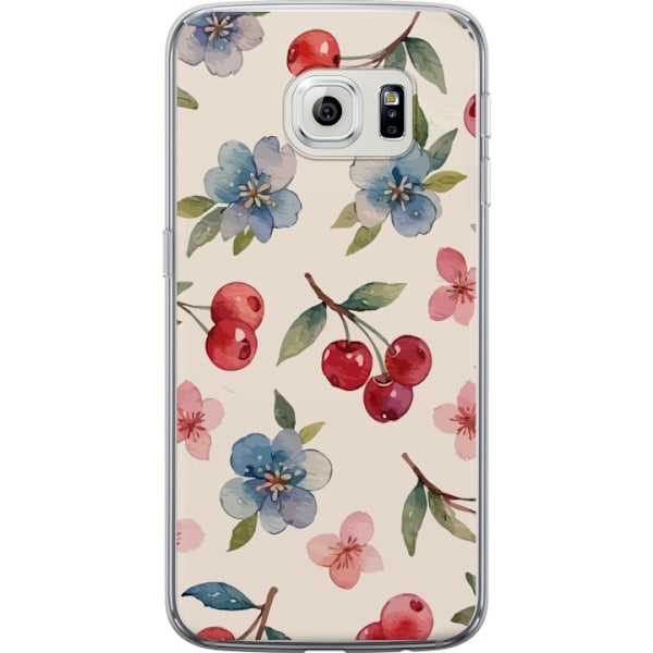 Samsung Galaxy S6 edge Läpinäkyvä kuori Marjat & Kukat - kuvio, jossa on sinisiä kukkia ja metsänmarjoja
