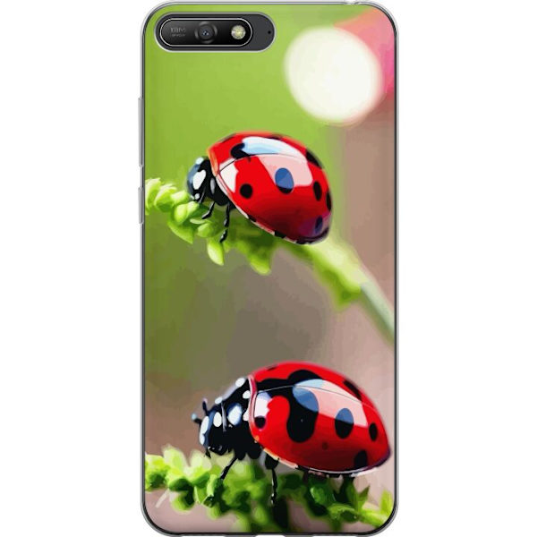 Huawei Y6 (2018) Läpinäkyvä kuori Leppäkerttu Hyönteinen Onni Symboli Luontoaihe Suosittu Graafinen Motiivi Koristelu Kesäkiertue