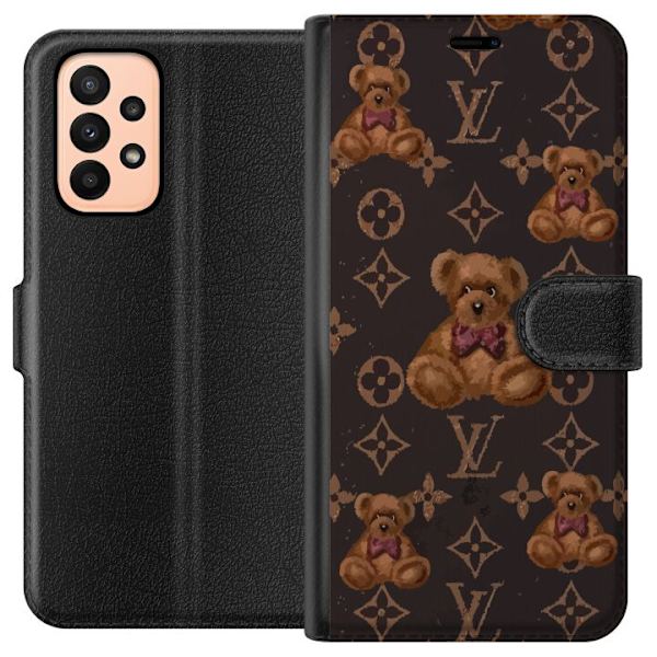 Samsung Galaxy A23 Tegnebogsetui Louis Vuitton Teddybjørn Mønster Luksus Mode Design Populært Motiv Mode Trend Luksuriøse Accessories