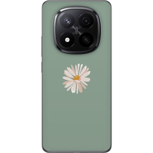 Xiaomi Redmi Note 14 Pro+ Läpinäkyvä kuori Vihreä Minimalikukka - tyylikäs kukka vihreällä taustalla