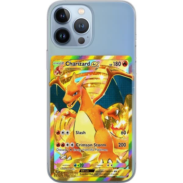Kompatibel Mobilcover til Apple iPhone 13 Pro Max Gylden Charizard EX samlerkort med regnbueeffekter guld