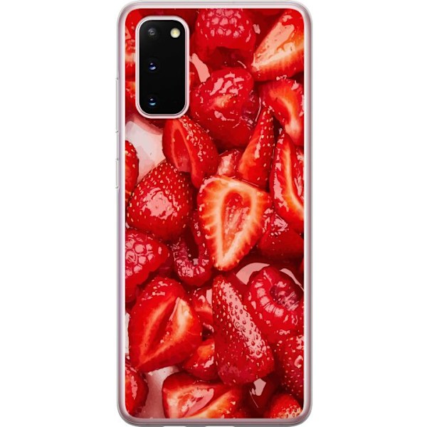 Samsung Galaxy S20 Läpinäkyvä kuori Mansikkakuviointi - makea motiivi kesäfiiliksellä