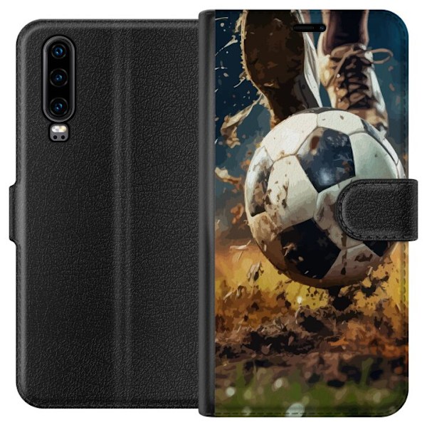 Huawei P30 Tegnebogsetui Fodbold