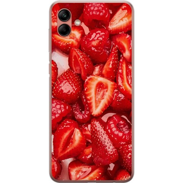 Samsung Galaxy A04 Genomskinligt Skal Jordgubbsmönster – sött motiv med sommarkänsla