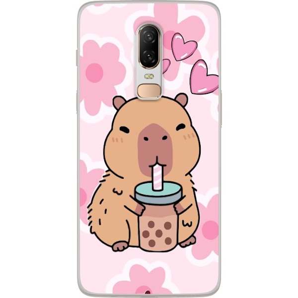 OnePlus 6 Läpinäkyvä kuori Kawaii Capybara Sydän Anime-tyy