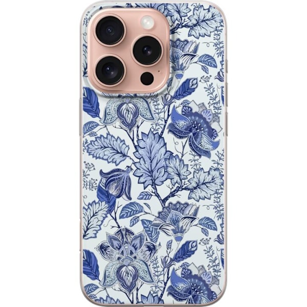 Apple iPhone 16 Pro Gennemsigtig cover Blomster Blå...