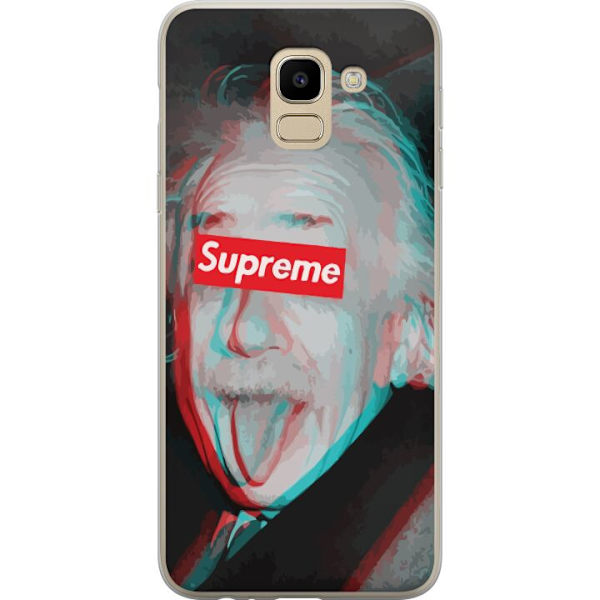 Samsung Galaxy J6 Genomskinligt Skal Supreme Albert Einstein 3D Motiv Streetwear Design Populär Vetenskap Ikoniskt Grafiskt Urban Art