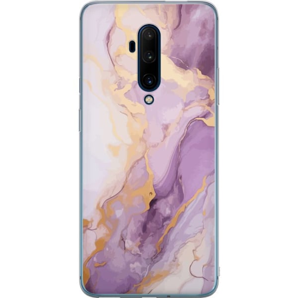 OnePlus 7T Pro Gjennomsiktig deksel Marmor Lilla Gull