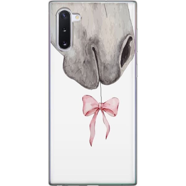 Kompatibelt Mobildeksel til Samsung Galaxy Note10 Leken illustrasjon av grå hestemule med hengende rosa sløyfe hvit