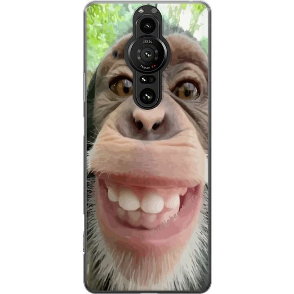 Sony Xperia Pro-I Läpinäkyvä kuori Simpanssi Selfie Rauhallinen Graafinen Suunnittelu Apinan Aihe Suosittu Urban Art Tyyli