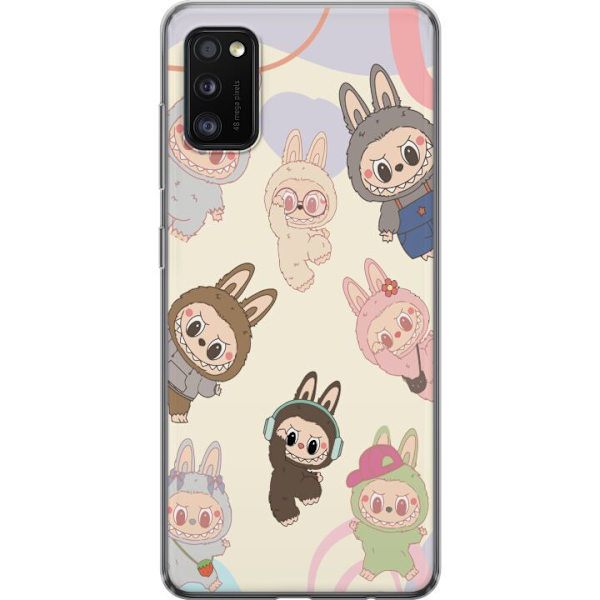Samsung Galaxy A41 Genomskinligt Skal Labubu Pop Mart Kollektion Motiv Figur Samling Design Populärt Art Toy Pop Mart Kreativ Grafiskt