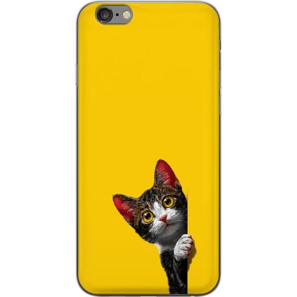 Kompatibel Mobilcover til Apple iPhone 6 Plus Sød kat, der kigger ud mod gul minimalistisk baggrund gul