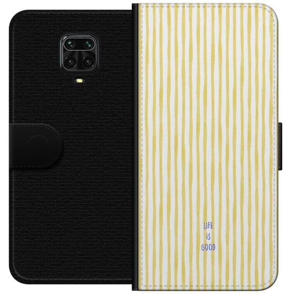 Kompatibel Tegnebogsetui til Xiaomi Redmi Note 9 Pro Life Is Good gul