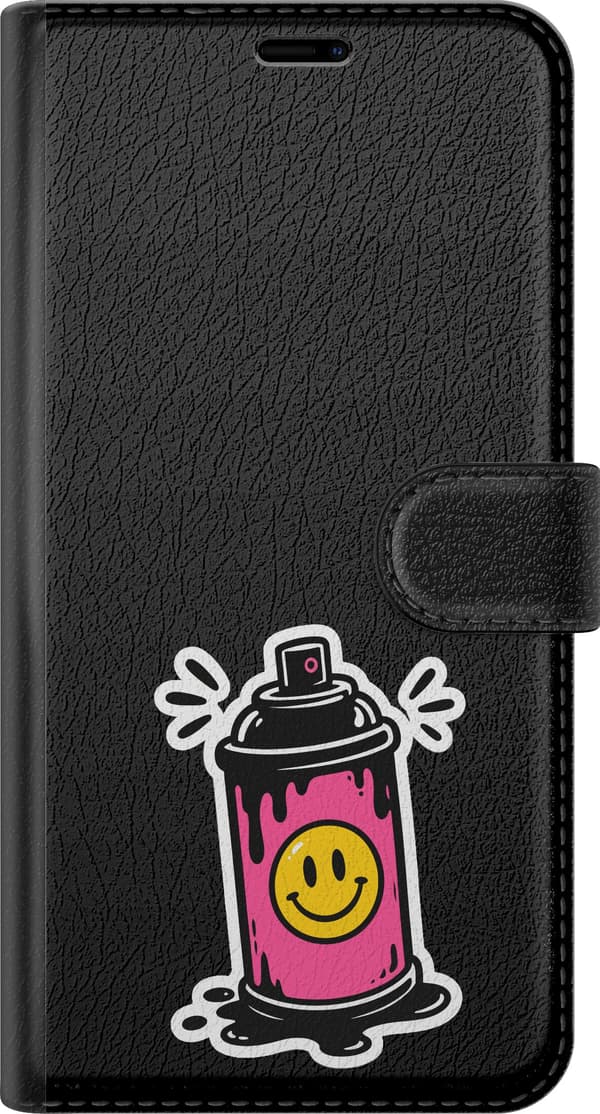 Kompatibel Tegnebogsetui til Apple iPhone 8 Lyserød spraydåse - Lyserødt motiv med lyserød spraydåse med smiley. pink
