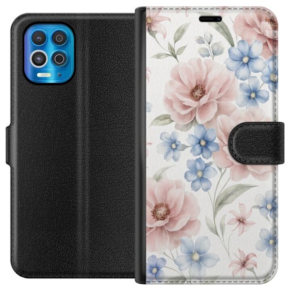 Motorola Edge S Lompakkokotelo Romanttiset kukat