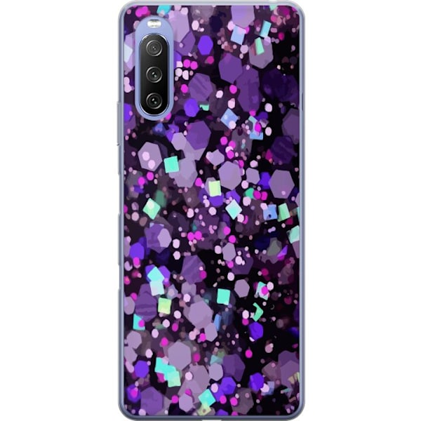 Sony Xperia 10 III Genomskinligt Skal Lila Glitter