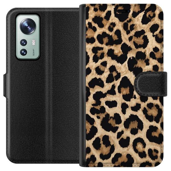 Kompatibelt Plånboksfodral till Xiaomi 12 Bruna leopardfläckar brun