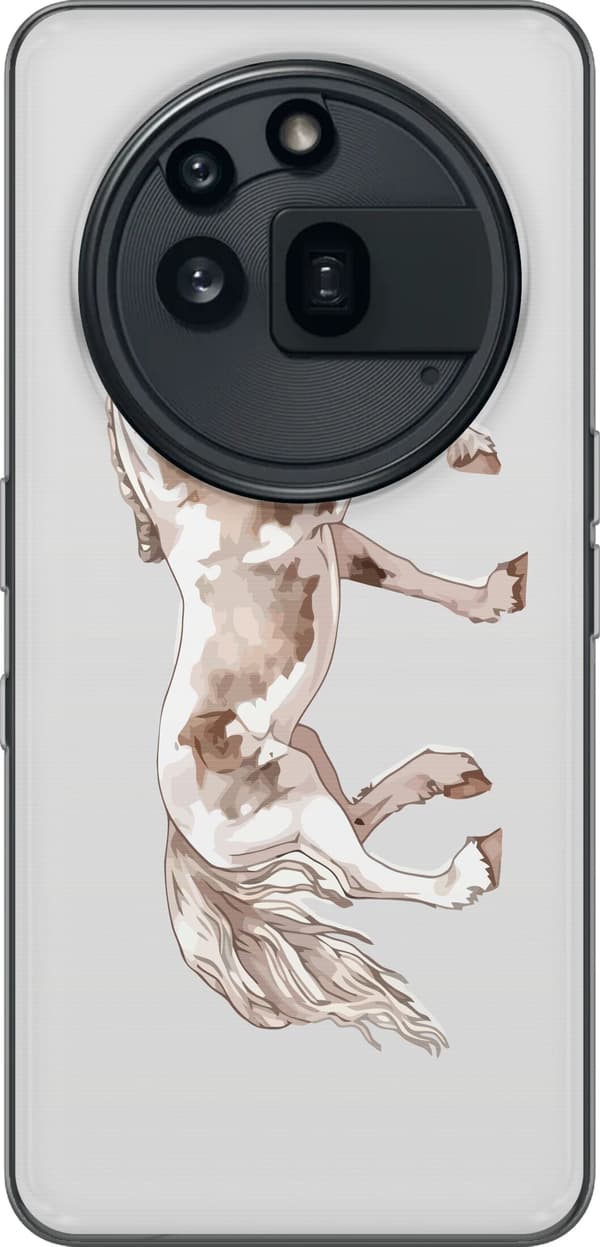 Kompatibelt Mobildeksel til Nothing Phone (3a) Pro Stegrende hest illustrert i beige og brunt på lysegrå bakgrunn grå