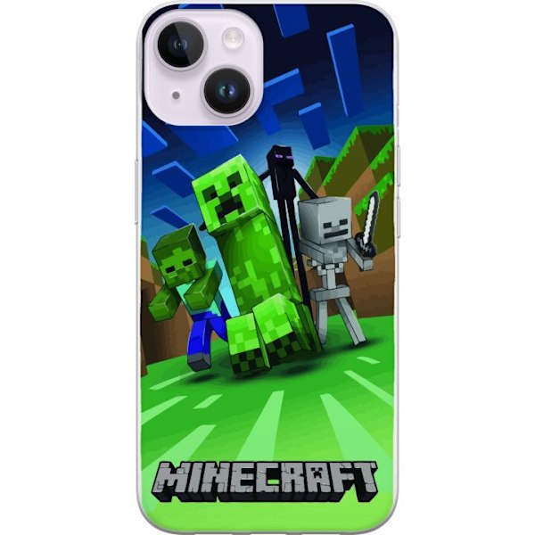 Apple iPhone 14 Läpinäkyvä kuori Minecraft Creeper mobilskal i klassisk grön pixelstil