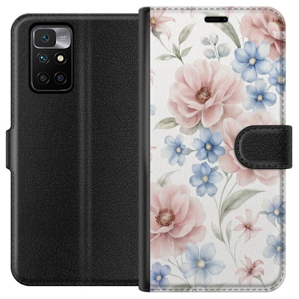Xiaomi Redmi 10 Plånboksfodral Romantiska blommor
