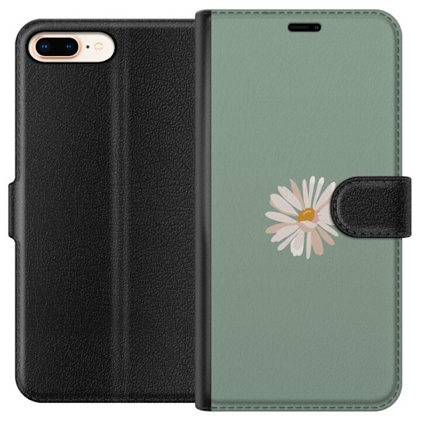 Apple iPhone 7 Plus Plånboksfodral Grön Minimalblomma – st