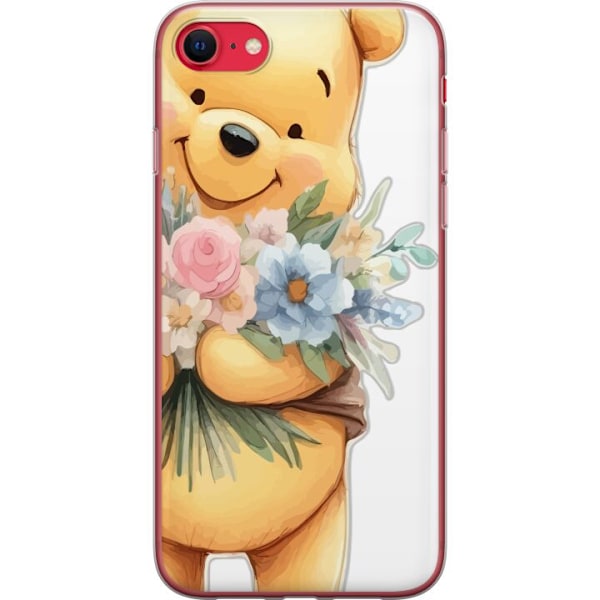 Apple iPhone SE (2022) Gennemsigtig cover Nalle Puh med blomst