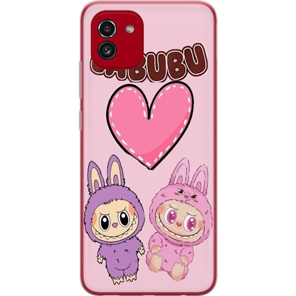 Samsung Galaxy A03 Genomskinligt Skal Labubu Pink Monster