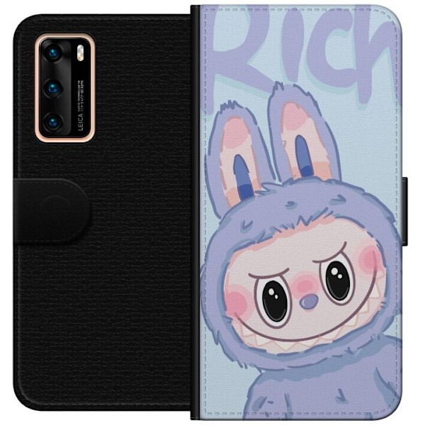 Huawei P40 Tegnebogsetui Blå Kanin Labubu